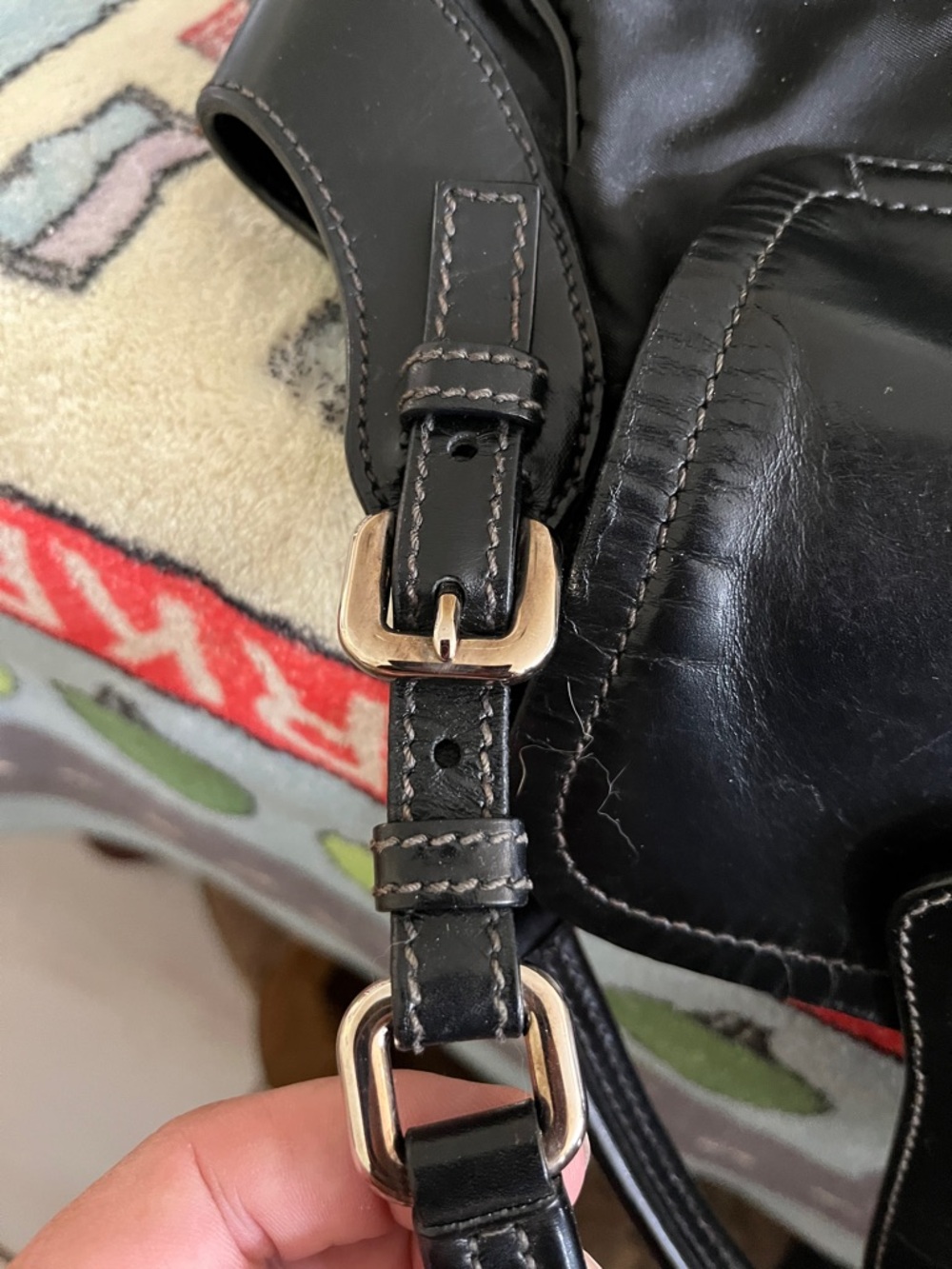 Prada Black Leather & Nylon Buckle Shoulder Bag - Picture 5 of 15